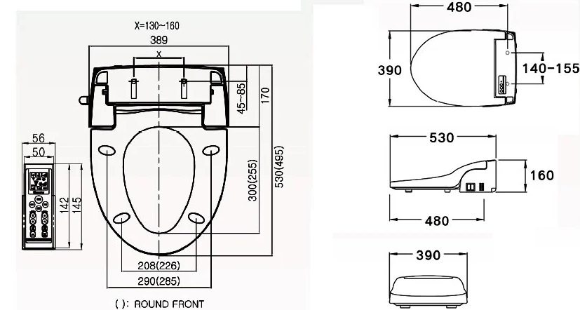 kích thước nắp rửa điện tử C 9201 Cotto