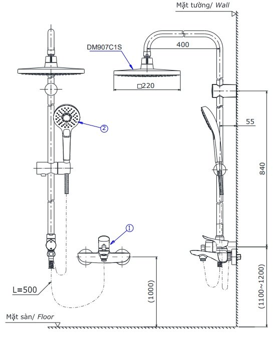 Bản vẽ sen cây TOTO DM907C1S_TBG04302V_DGH108ZR