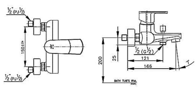 Bản vẽ kĩ thuật củ sen tắm CT2052A COTTO