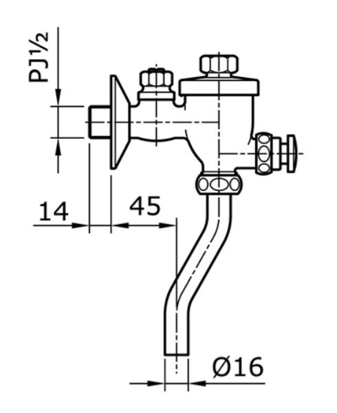 Bản vẽ kỹ thuật van xả tiểu TOTO T60S