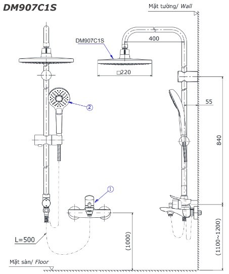 Bản vẽ sen cây nhiệt độ Toto TBV03427V DGH108ZR DM907C1S