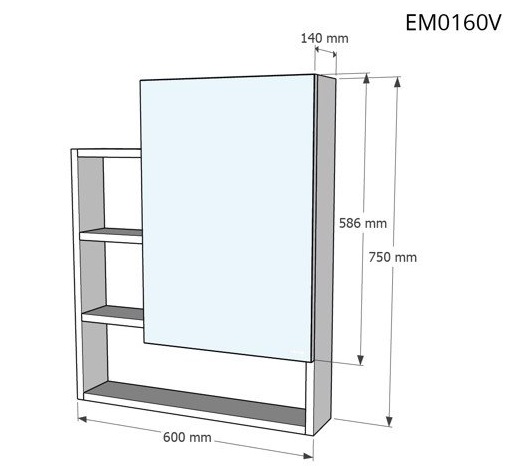 Bản vẽ tủ gương Caesar EM0160 V