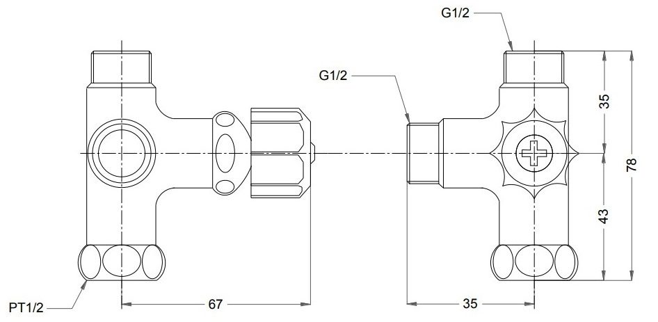 van chia 2 đường nước Toto TX434S