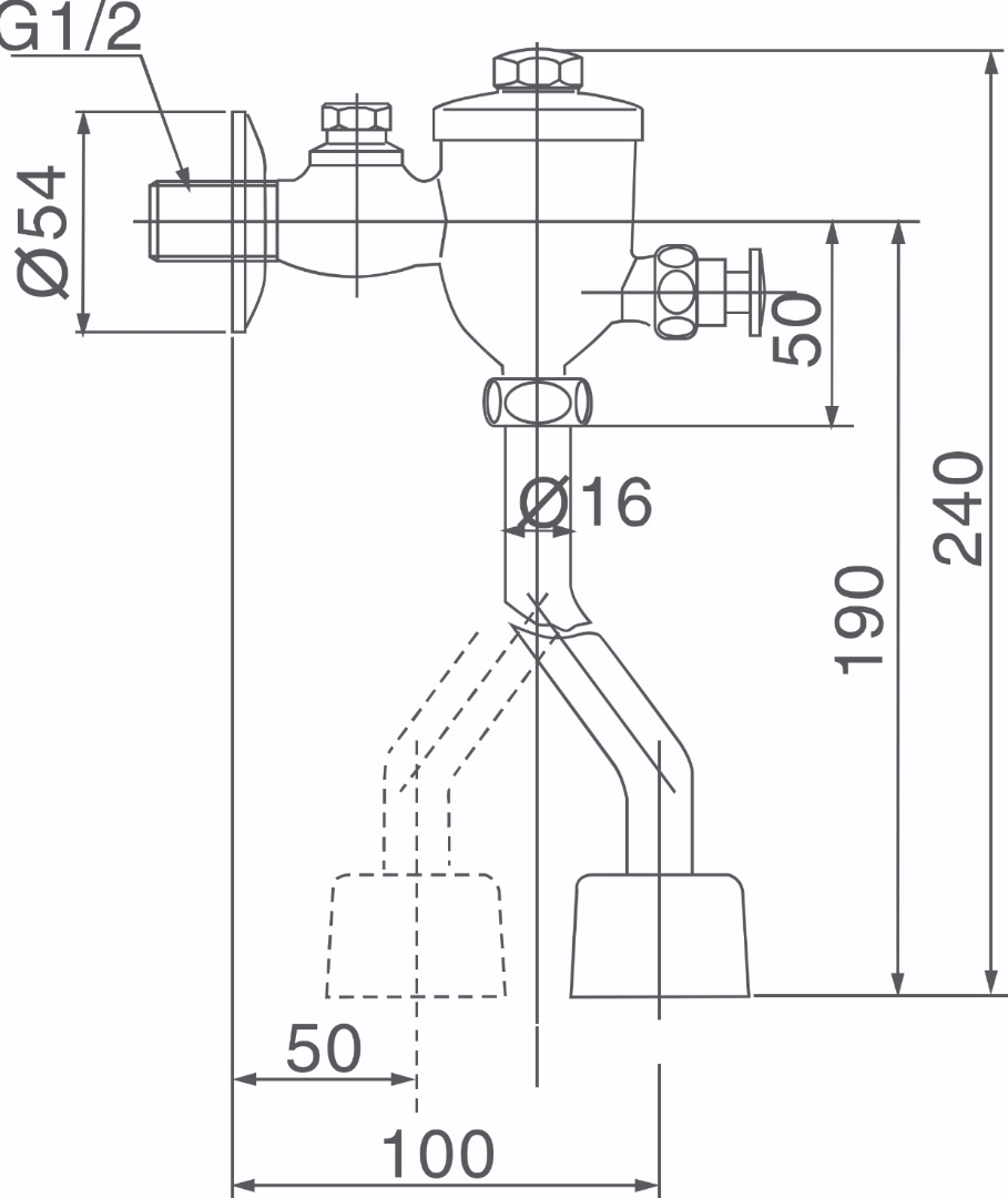 Bản vẽ van xả nhấn Inax UF8V