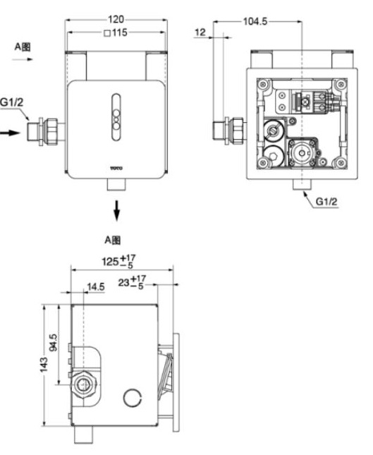 Bản vẽ van xả bồn tiểu DUE126UK TOTO