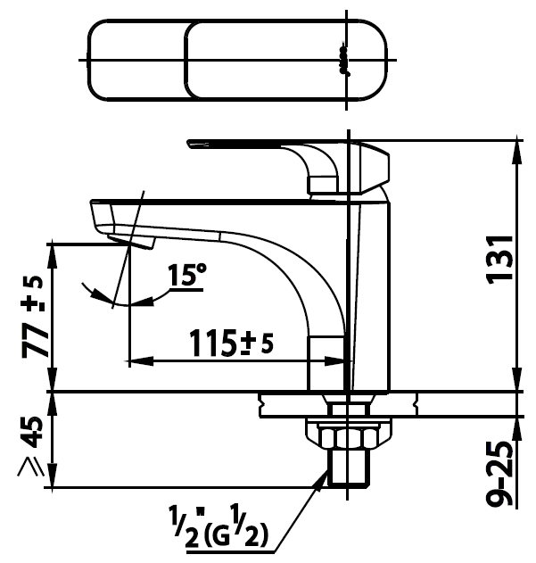 Bản vẽ kỹ thuật Vòi chậu lavabo Cotto CT1132A