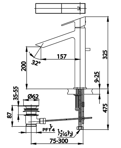 Bản vẽ kỹ thuật Vòi lavabo Cotto CT202AY