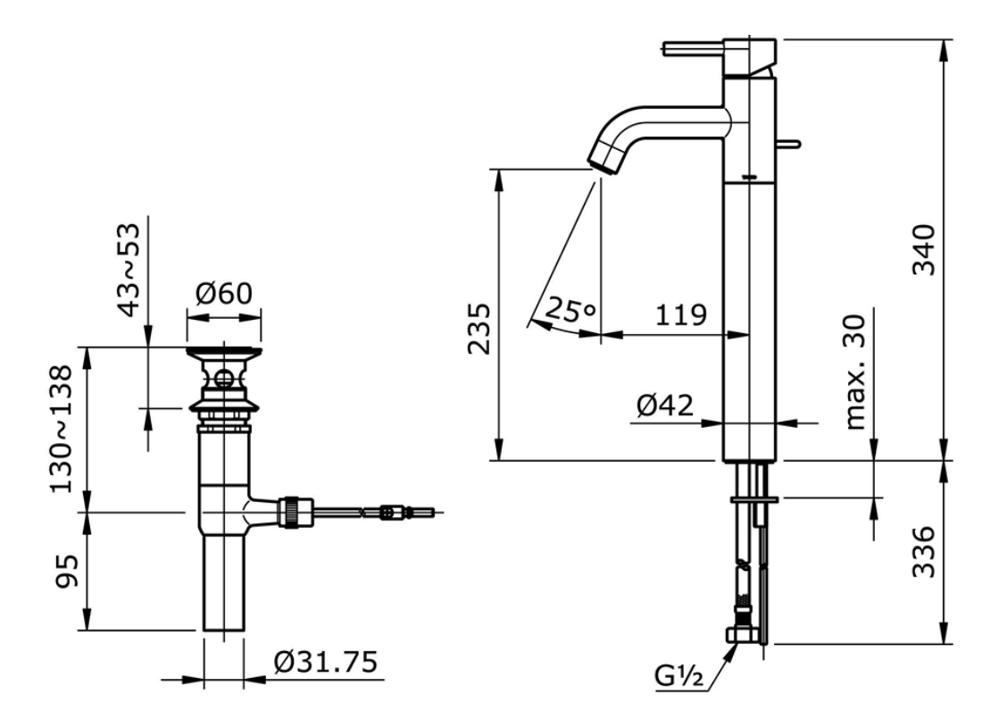 Bản vẽ kỹ thuật vòi chậu lavabo TOTO TX116LESN