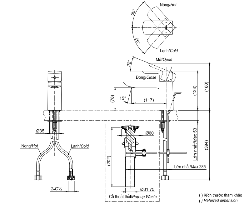 Bản vẽ kỹ thuật vòi lavabo TOTO TLG02301V