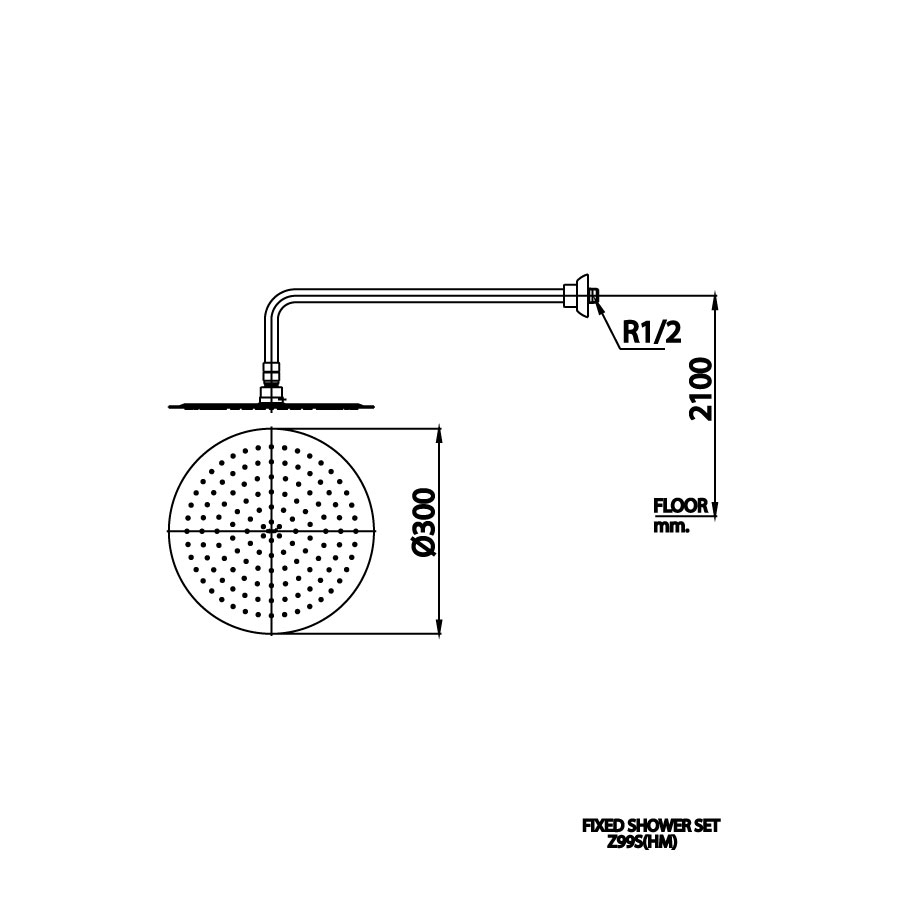 Bản vẽ kích thước bát sen âm tường Z99S Cotto