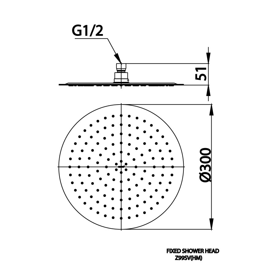 Bản vẽ kích thước bát sen âm trần Z99SV Cotto